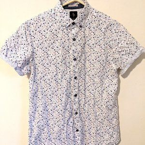Denim & Flower Slim Fit White Floral Button Up Size Small/38 Shirt